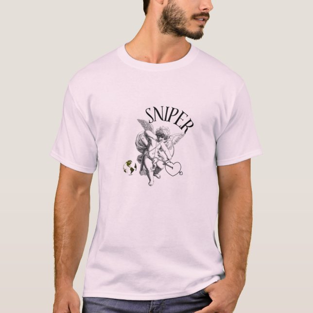 Cupid the Sniper" T-shirt à flèche et à flèche (Devant)