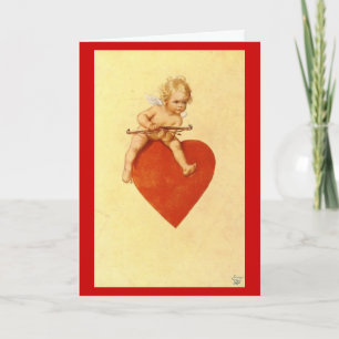 Cupidon sur un coeur Valentine - carte