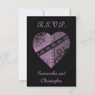 Cur de engrenages violets RSVP mariage élégant