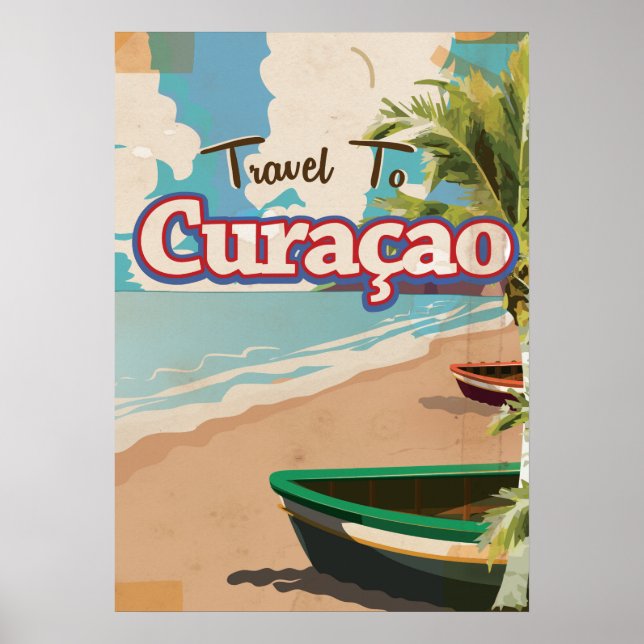 Curaçao vintage affiche de voyage. (Devant)