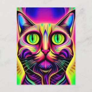 curieuse carte postale de chat