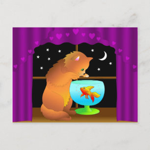 curieuse carte postale de chat