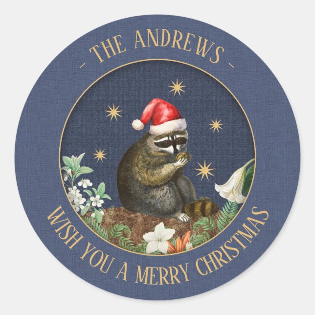 Curieux Autocollants Cadeaux Raccoon personnalisab (Devant)