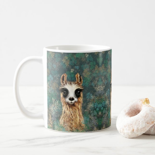 Curieux bébé Llama Funny Mug Cadeau (Avec donut)