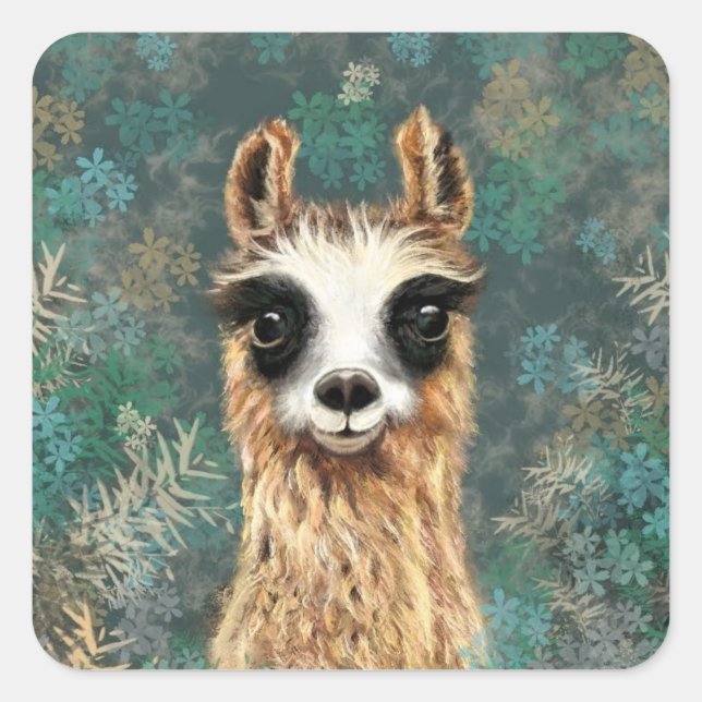 Curieux Bébé Llama Sticker Drôle Alpaca (Devant)
