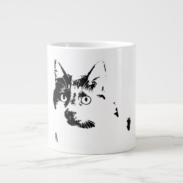 Curieux Cat Ink Portrait Mug (Devant)
