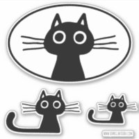 Curieux chat Kitty noir | Stickers Amoureux de les