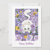 Curieux Chat Vintage Carte de voeux Anniversaire