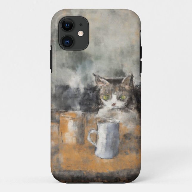 Curieux Coque mobile Cat & Coffee Art (Dos)