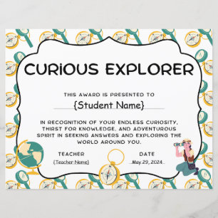 Curieux Explorer Student Recognition Award