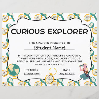 Curieux Explorer Student Recognition Award