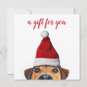 Curieux mignon chien drôle avec carte cadeau de Sa