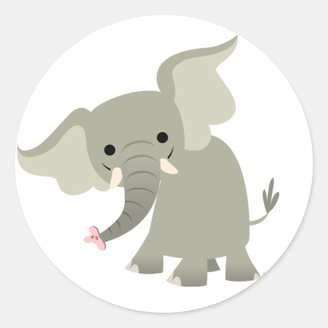 Curieux Sticker Eléphant Cartoon (Devant)