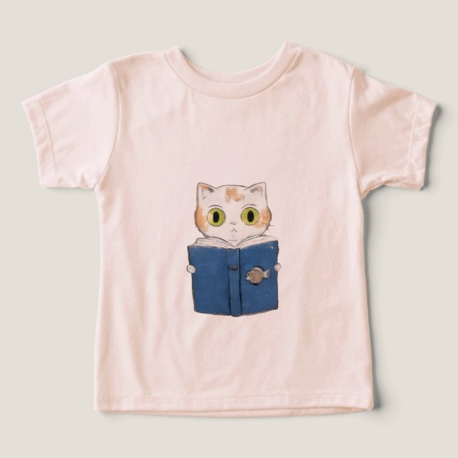 Curieux T-shirt enfant de lecture de chats (Design Recto)