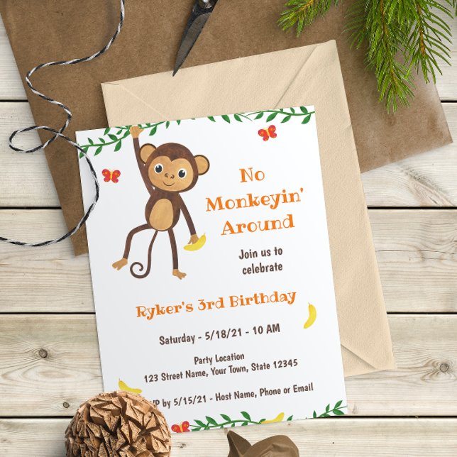 Curious Monkey Birthday Invitation (Créateur téléchargé)