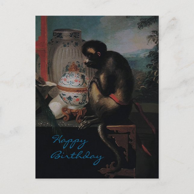 Curious Monkey ~ Carte postale / Joyeux anniversai (Devant)