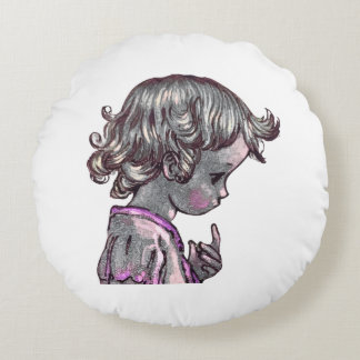 Curly Hair Girl ronde coussin