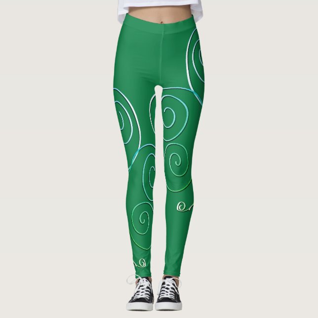 Curly Shamrock St. Patrick's Green Leggings (Devant)