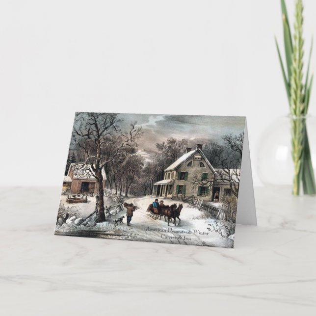 Currier & Ives - Carte de voeux - Homestead Winter (Devant)