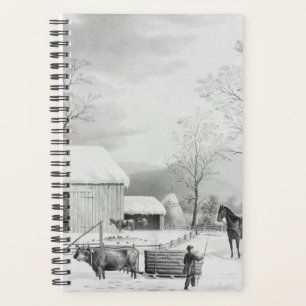 Currier Ives Winter Farm Scène