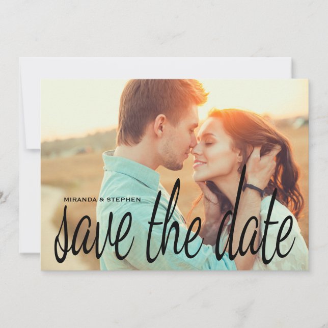 Cursive Chic Enregistrer le Carte photo Mariage de (Devant)