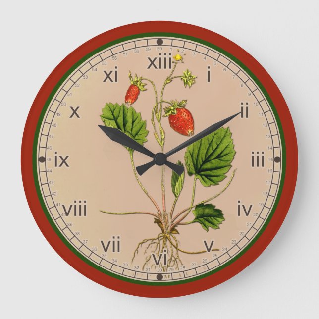Curtis Botanique Mur de fraise Horloge en 3 Styles (Recto)
