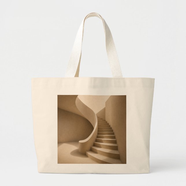 Curved Staircase Minimalist Beige Tote Bag (Devant)