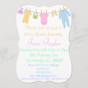 Curvy Little Clothes Bébé Douche Invitations