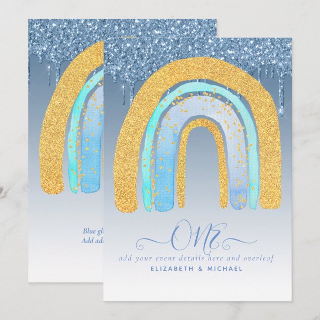 CUSTOM 1er anniversaire BLUE Silver Parties scinti (Devant / Derrière)