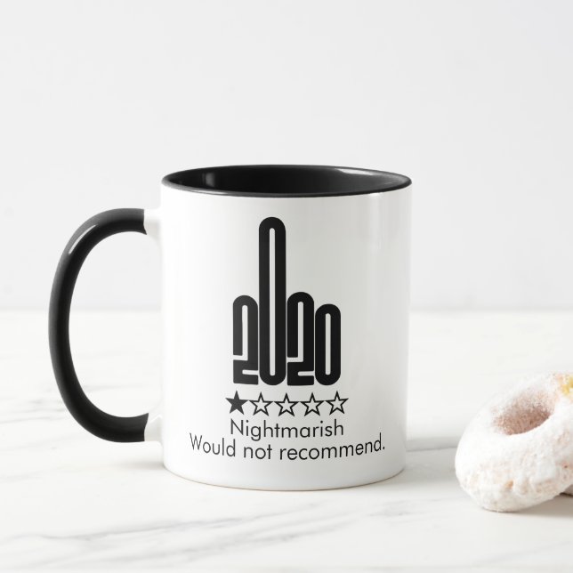 Custom 2020 Middle Finger 1 Star Review Coffee Mug (Avec donut)
