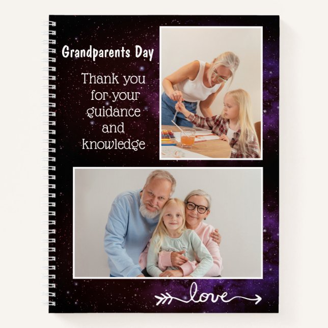 Custom 2 Photo Grand-parents Jour Carnet brillant (Devant)
