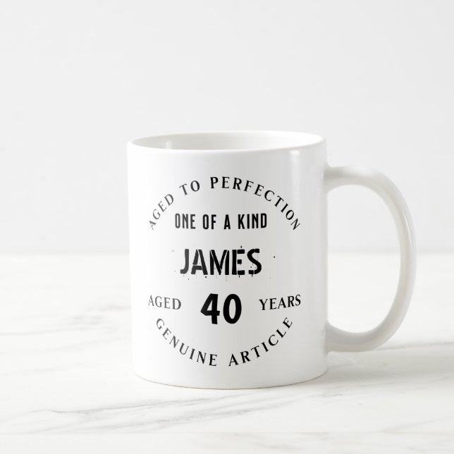 Custom 40th Birthday Mug - Aged to Perfection - Pe (Droite)