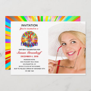 Custom 50 et Fabulous Rainbow Invitation d'anniver