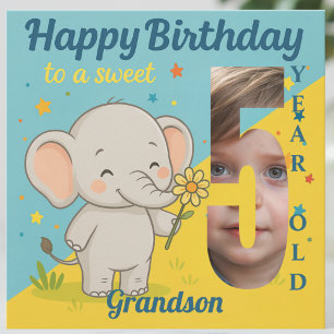 Custom 5th Birthday Elephant Sweet Your Carte phot