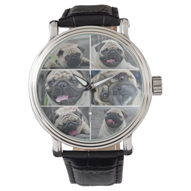 Custom 6 photos collage chien-amant montre (devant)