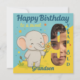 Custom 9th Birthday Elephant Sweet Your Carte phot