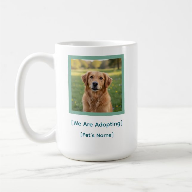 Custom Adoption Announcement Pet Photo & Name Mug (Gauche)