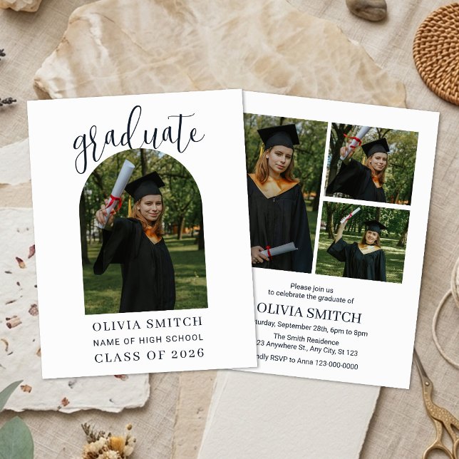 Custom Arch Photo Graduation Party Invitation (Créateur téléchargé)