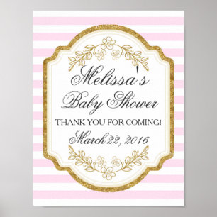 Custom Baby Shower Sign, Pink Gold,Welcome Poster