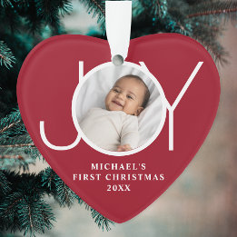 Custom Baby's First Christmas Photo Red Heart