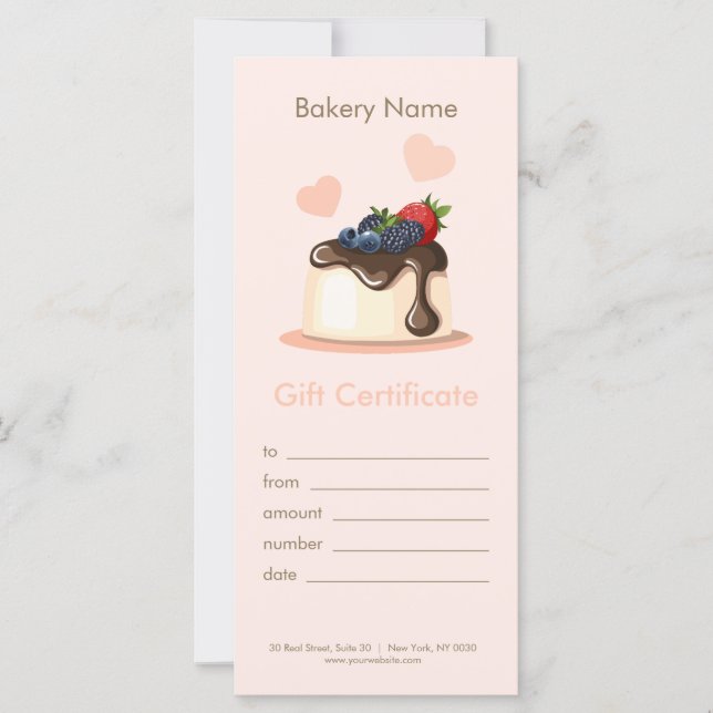 Custom Bakery Gift Certificate  (Devant)