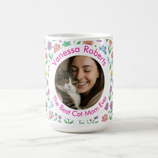 Custom Best Cat Mom Ever Photo Mug - Personalized 