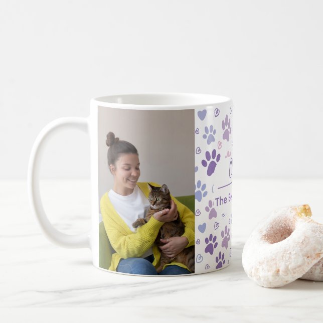 Custom Best Cat Mom Photo Mug  (Avec donut)