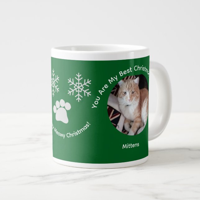 Custom Best Christmas Gift Cat Photo Specialty Mug (Devant droit)