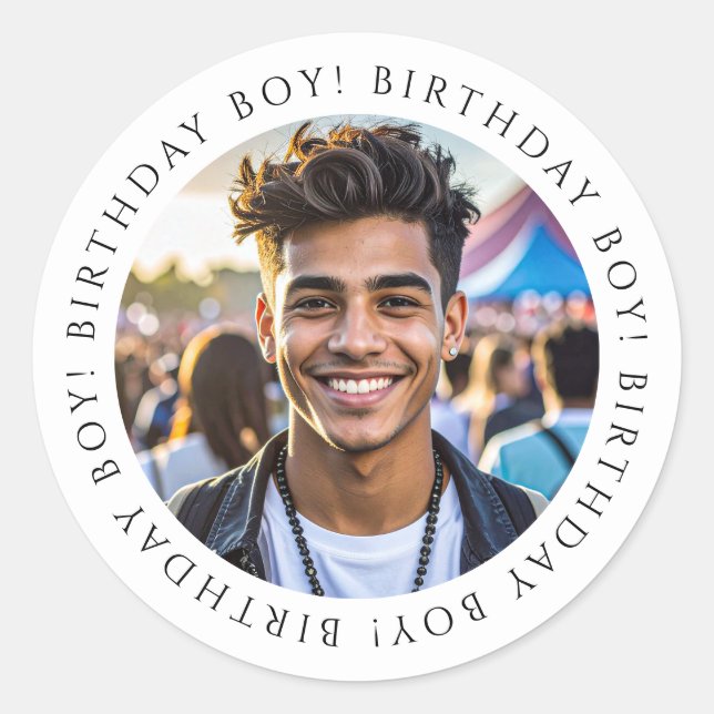 Custom Birthday Boy Photo Envelope Seal Sticker  (Devant)