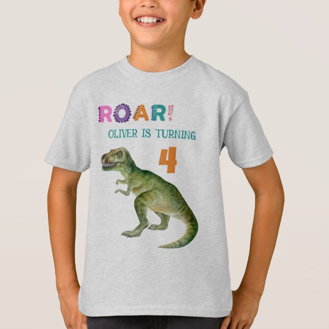Custom Birthday Guest of Honor Dinosaur T-shirts (Devant)