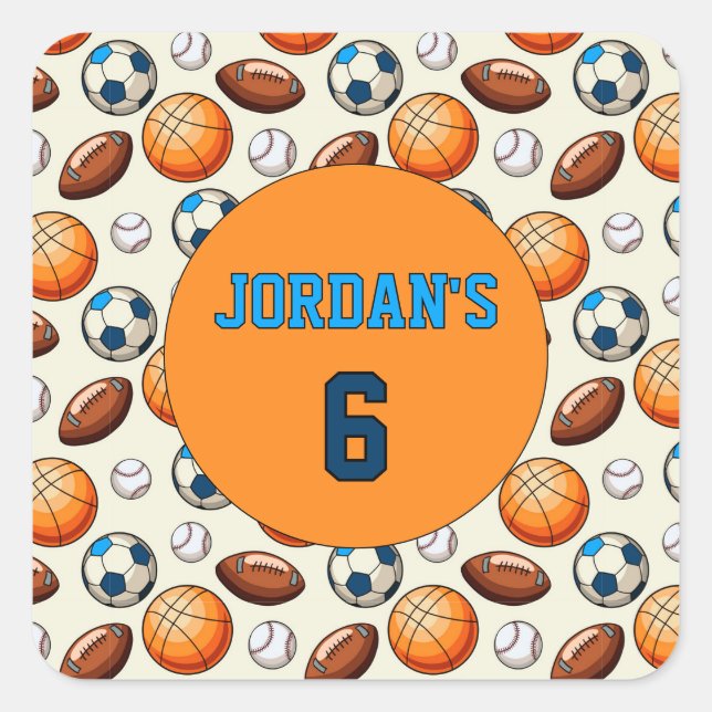 Custom Birthday Sports Theme Stickers (Devant)