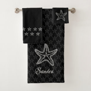 Custom Black White Chic Maison de plage Starfish
