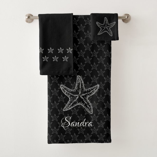 Custom Black White Chic Maison de plage Starfish (En situation)