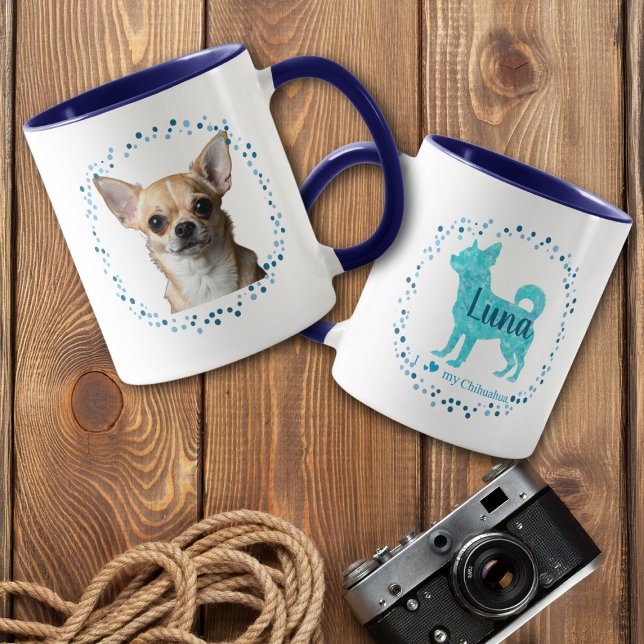 Custom Blue Chihuahua Mug Photo Personalized (Créateur téléchargé)